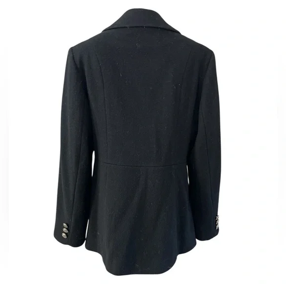Perry Ellis Vintage Black Wool Military Peacoat USA Made Women’s 10 - Picture 6 of 17